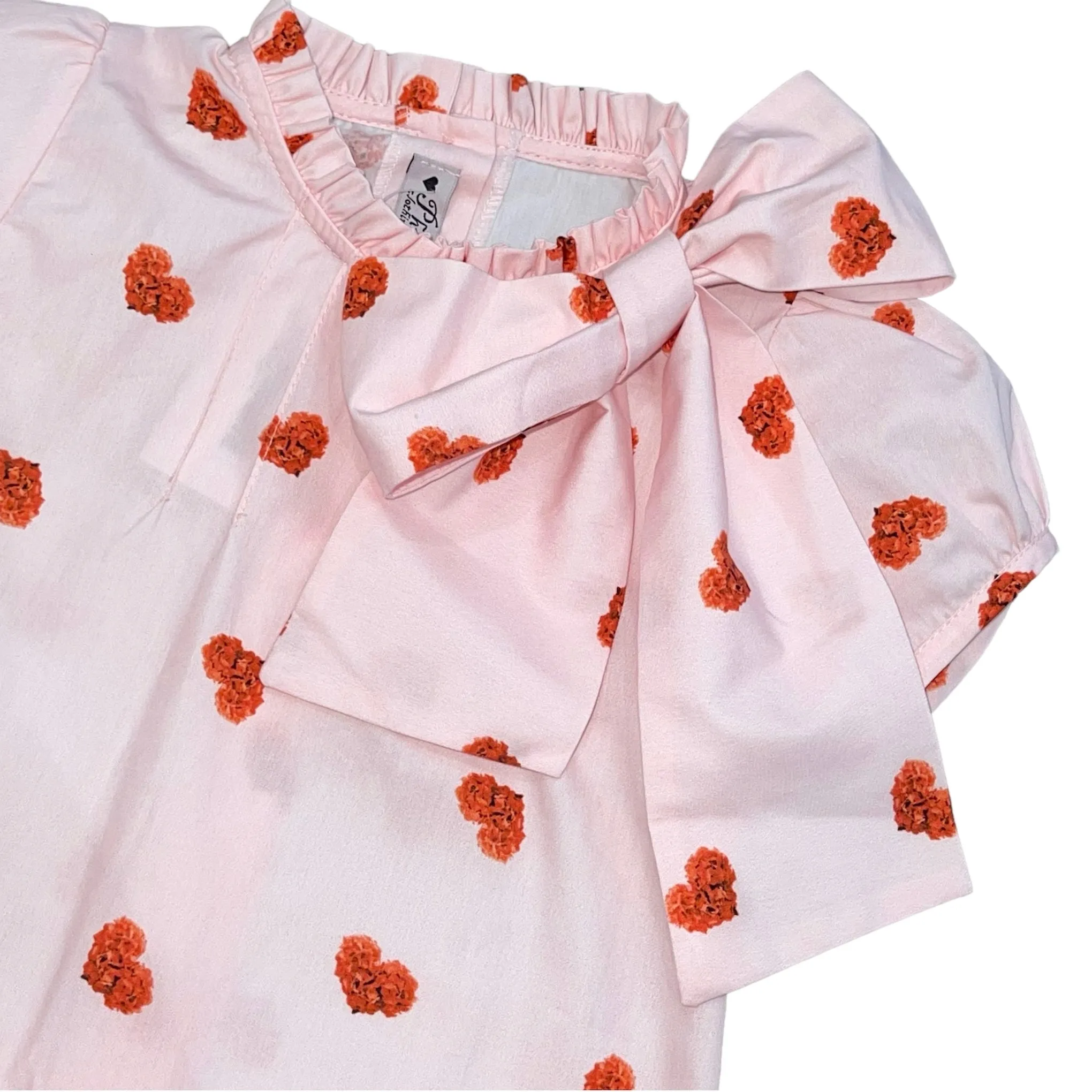 Girls Pink Heart Bow Blouse & Skort