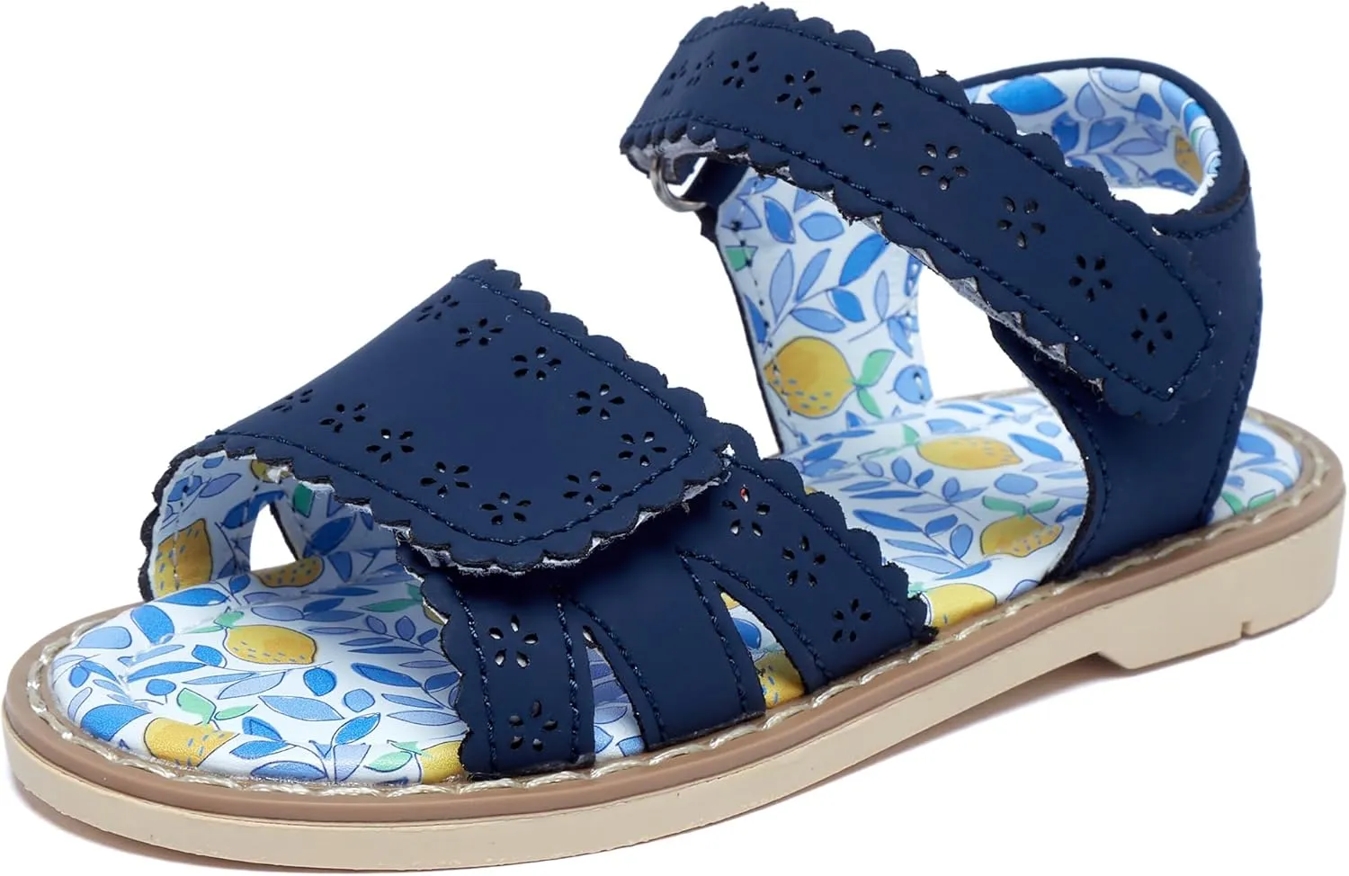 Girls' Sandals With Open Toe Double Buckle Summer Shoes, Genuine Leather Soft Anti Slip Flat Sandals (Girl/Children)