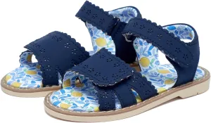 Girls' Sandals With Open Toe Double Buckle Summer Shoes, Genuine Leather Soft Anti Slip Flat Sandals (Girl/Children)