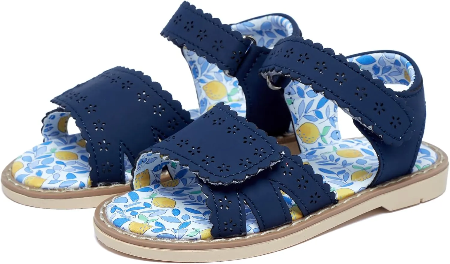 Girls' Sandals With Open Toe Double Buckle Summer Shoes, Genuine Leather Soft Anti Slip Flat Sandals (Girl/Children)