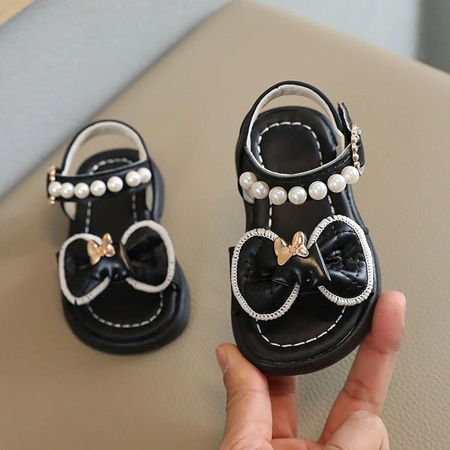 girls toddler sandal For Children Wearing Beach Shoes Pearl Soft Sole