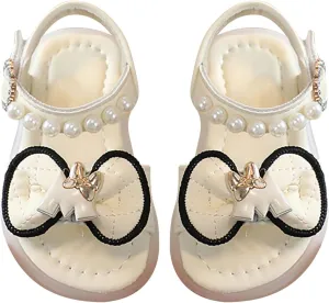 Girls Toddler Sandals Summer Comfort Beach Fashion Shoes Pearl Knot Soft Sole Princess Wedding Dress Sandal