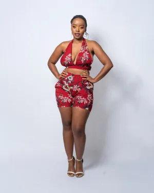 Gloria Red Floral Print Bralette