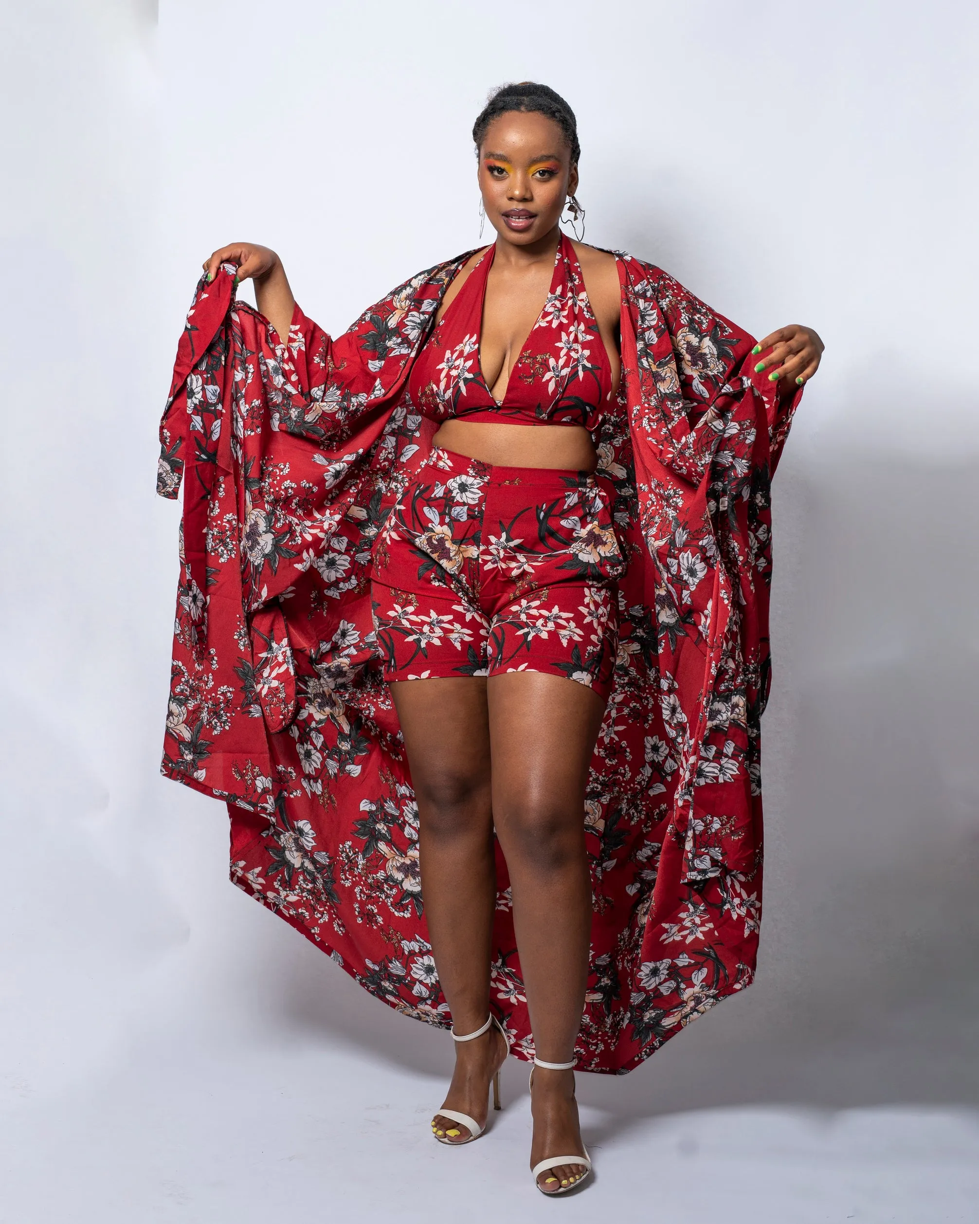 Gloria Red Floral Print Bralette