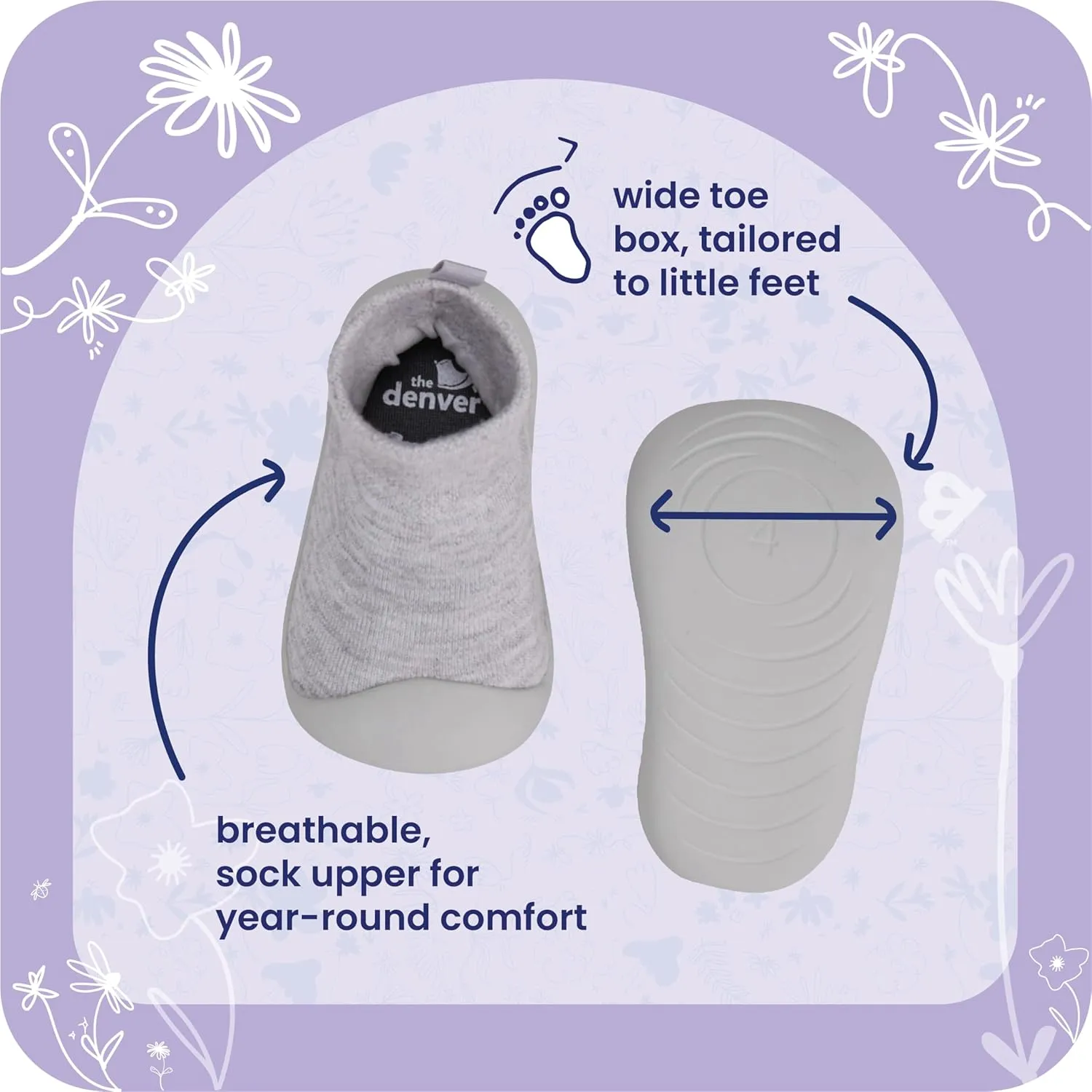 Goldbug The Denver Non-Slip Sock Shoes for Early Walkers with Natural Foot Development