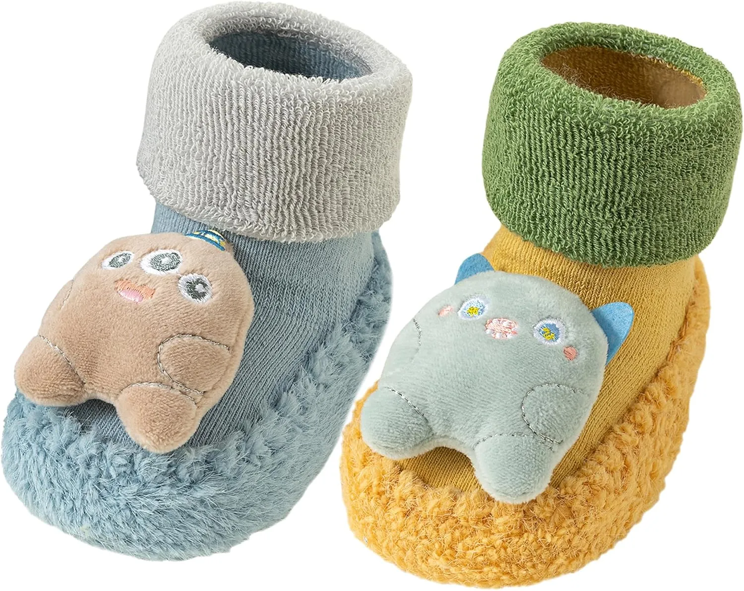 Happy Cherry Baby Kid Non-slip Rubber Sole Socks Shoes Indoor Soft First Walking Floor Booties Slipper for Toddler Girls Boys
