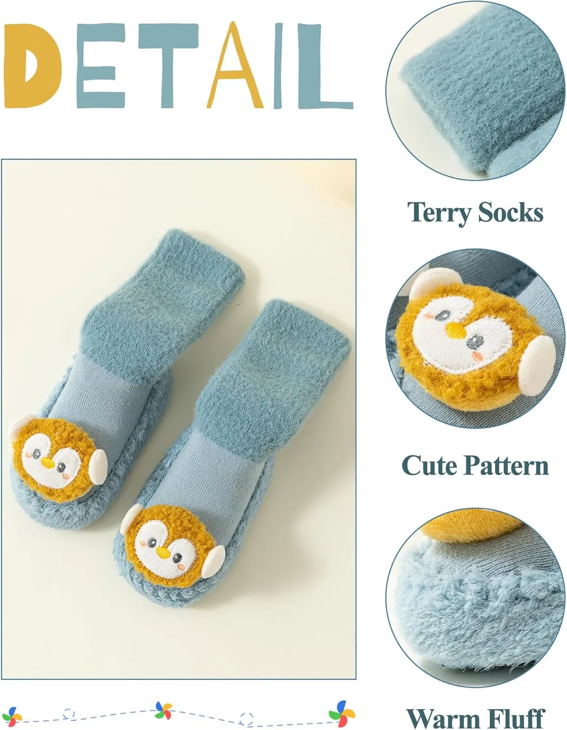 Happy Cherry Baby Kid Non-slip Rubber Sole Socks Shoes Indoor Soft First Walking Floor Booties Slipper for Toddler Girls Boys