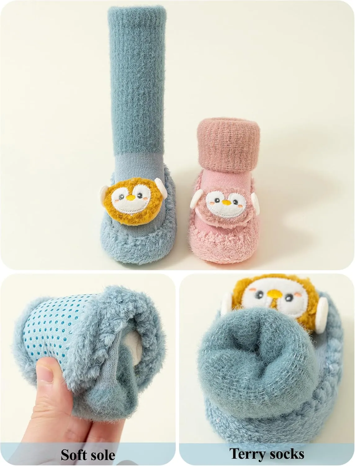 Happy Cherry Baby Kid Non-slip Rubber Sole Socks Shoes Indoor Soft First Walking Floor Booties Slipper for Toddler Girls Boys