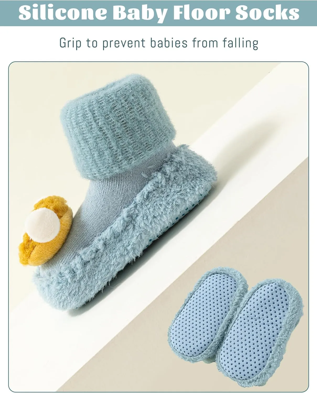 Happy Cherry Baby Kid Non-slip Rubber Sole Socks Shoes Indoor Soft First Walking Floor Booties Slipper for Toddler Girls Boys