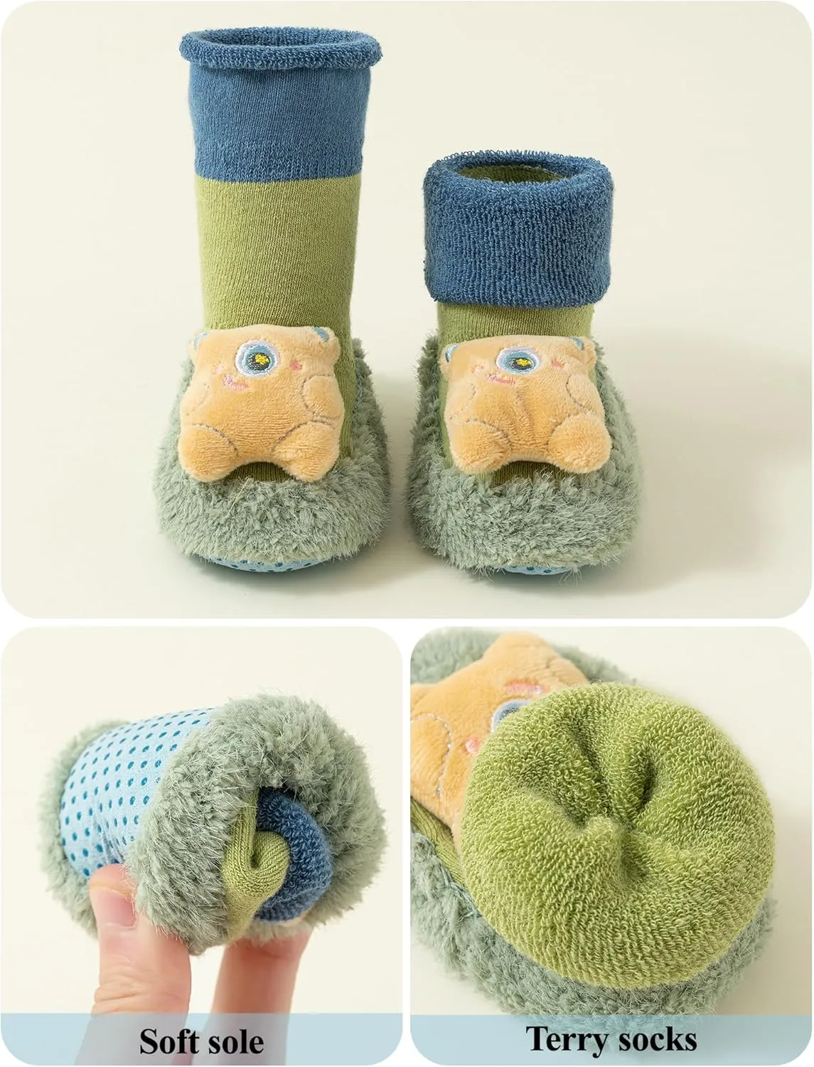 Happy Cherry Baby Kid Non-slip Rubber Sole Socks Shoes Indoor Soft First Walking Floor Booties Slipper for Toddler Girls Boys