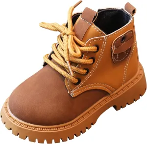 Happy Cherry Infant Boots Boy Autumn Winter Comfort Boots Lace-Up Work Boots High Top Ankle Shoes for Baby Girls