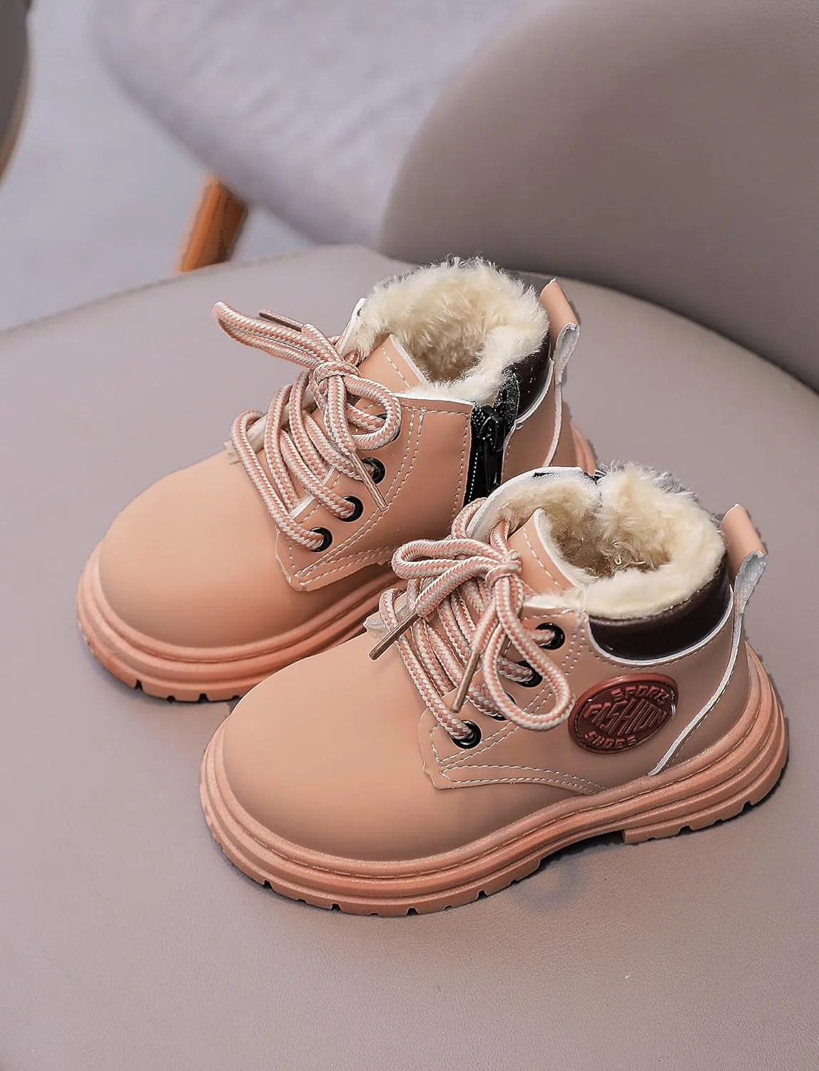 Happy Cherry Toddler Work Boots Classic Snow Boots Waterproof Winter Boots Ankle Lace Up Boot Construction Boots