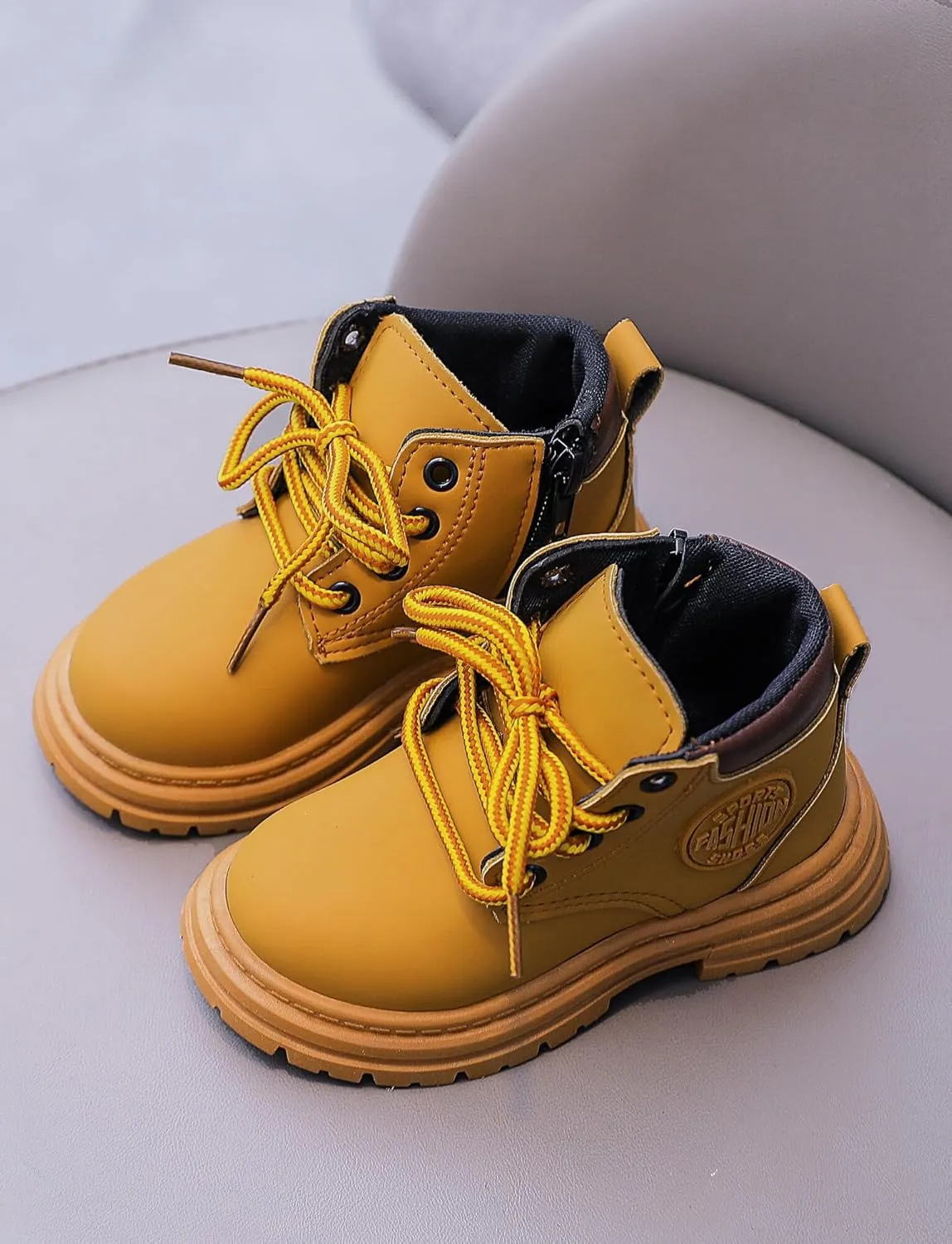 Happy Cherry Toddler Work Boots Classic Snow Boots Waterproof Winter Boots Ankle Lace Up Boot Construction Boots