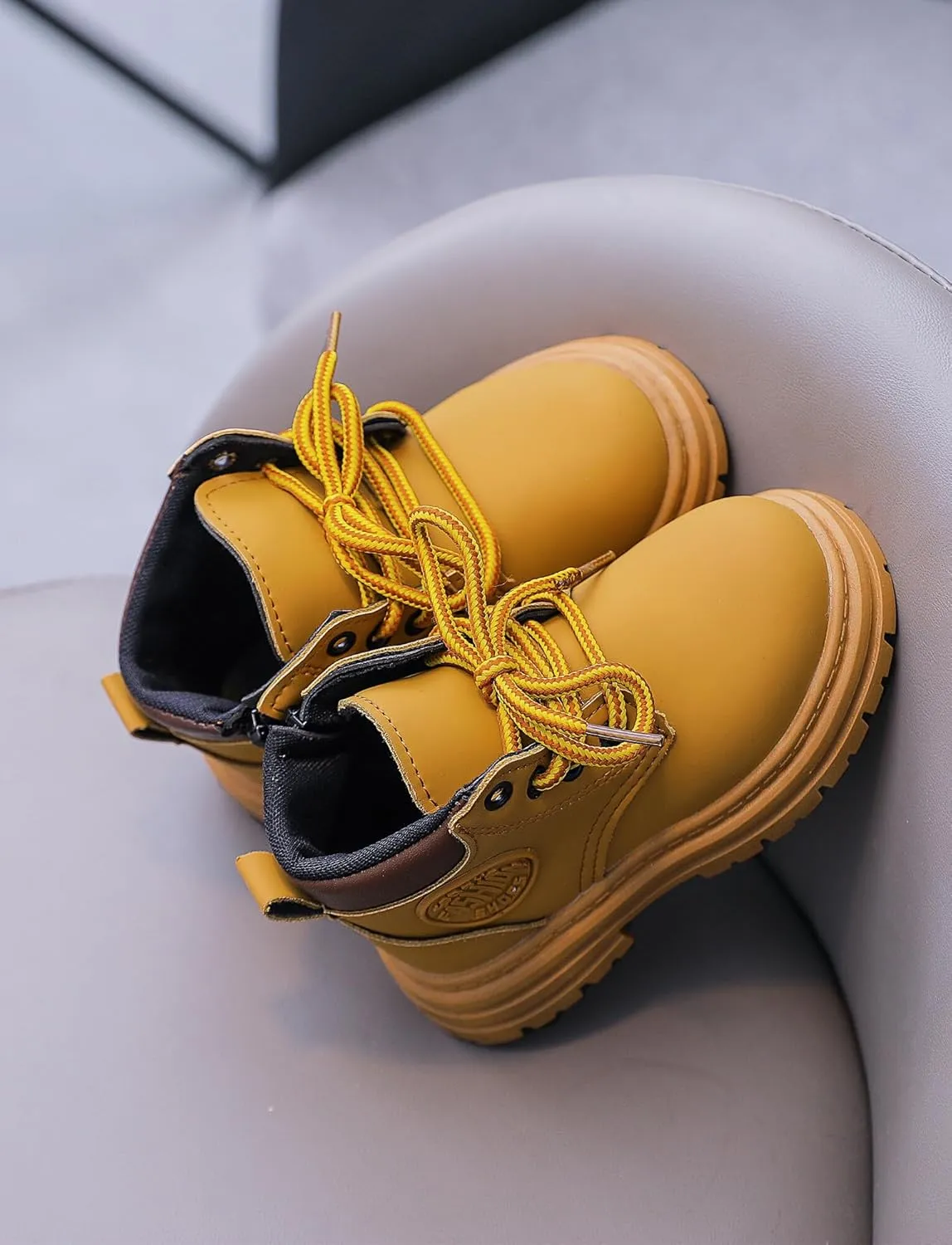 Happy Cherry Toddler Work Boots Classic Snow Boots Waterproof Winter Boots Ankle Lace Up Boot Construction Boots