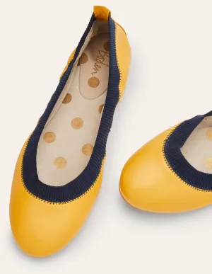 Hettie Flexi Ballerinas-Honey Gold/Navy