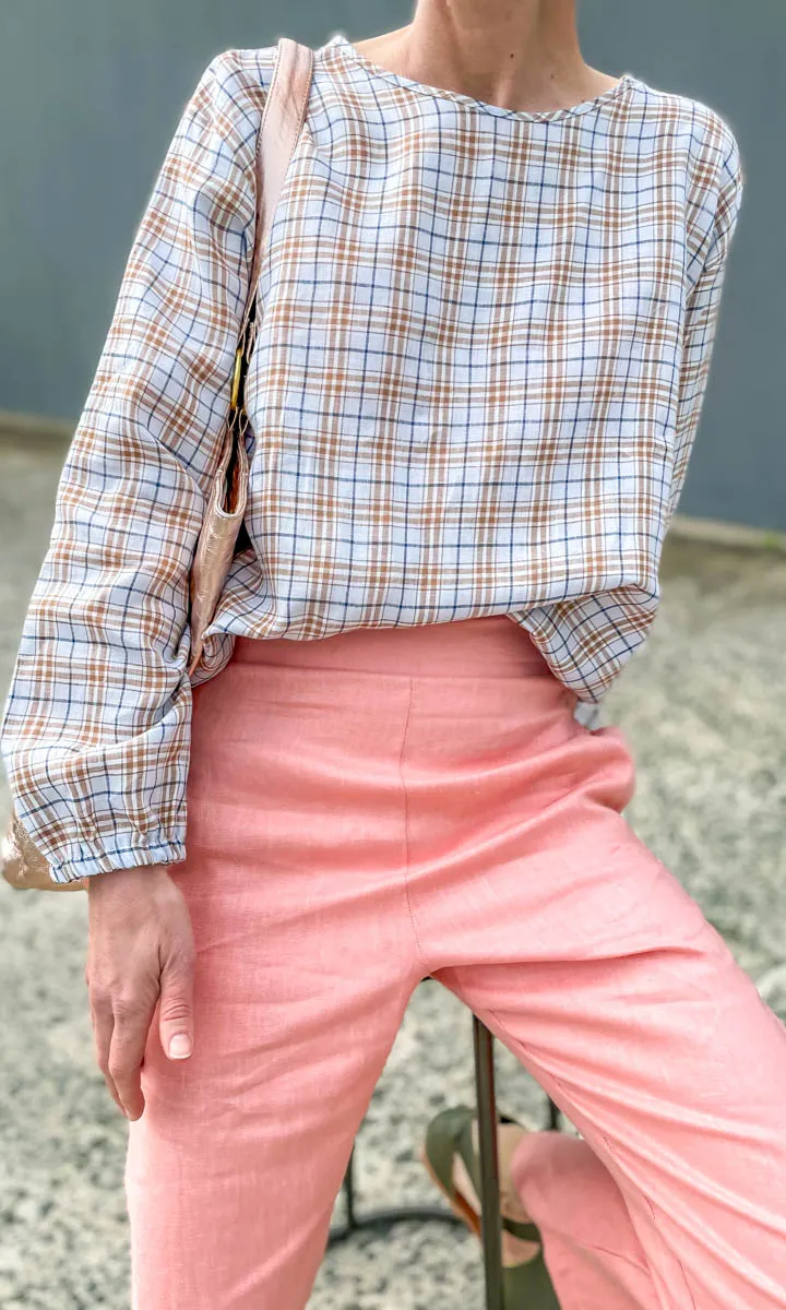 Hoss Check Linen Blues Top