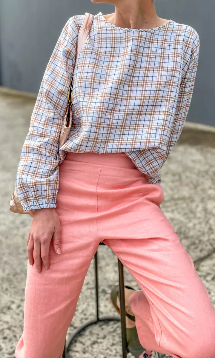 Hoss Check Linen Blues Top