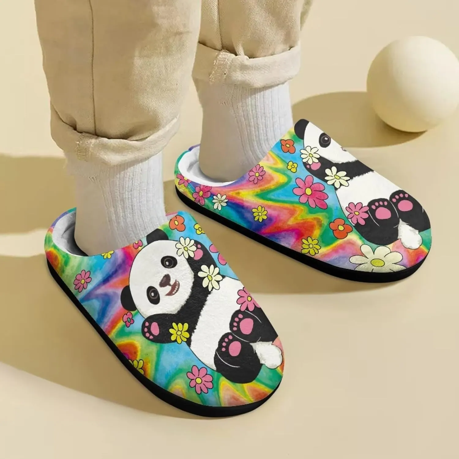 Howilath Boys Girls Warm Slippers Animals Print Kids Winter Indoor Household Shoes