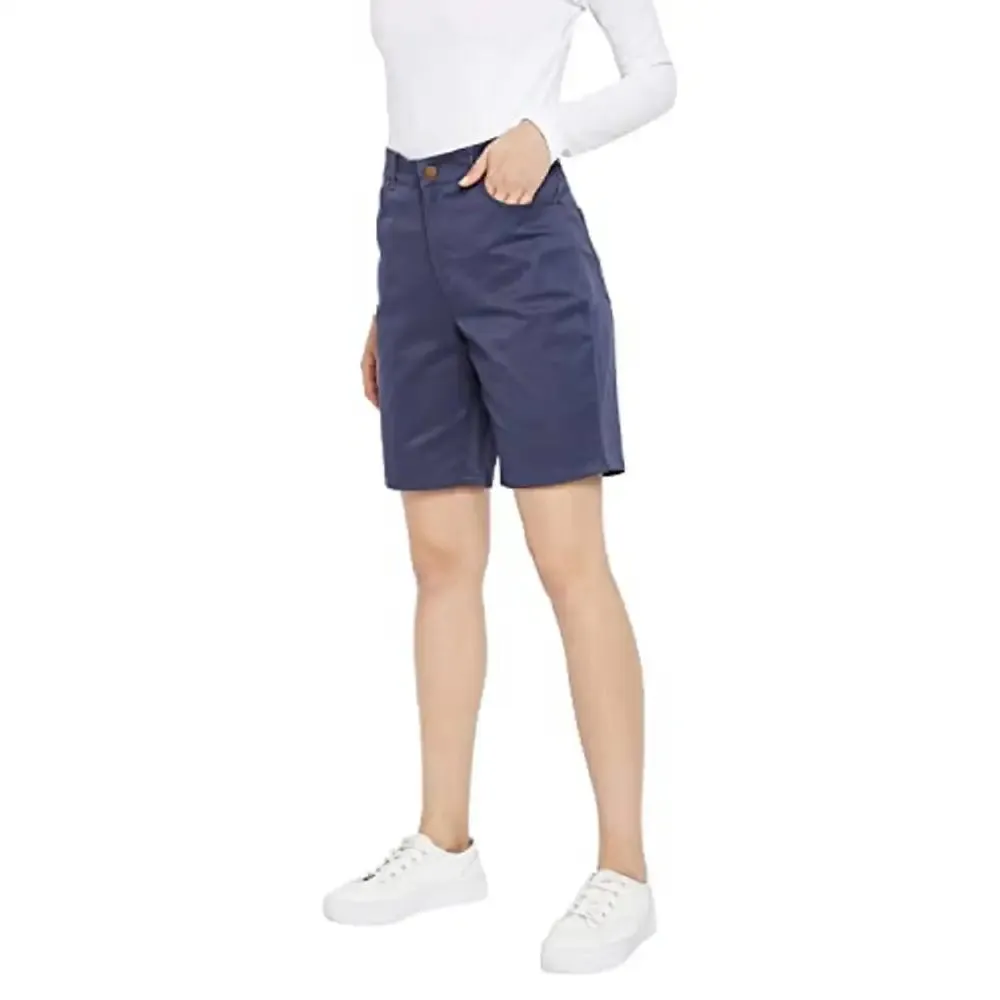 HYPERNATION Blue Color Cotton Lycra Women's Shorts