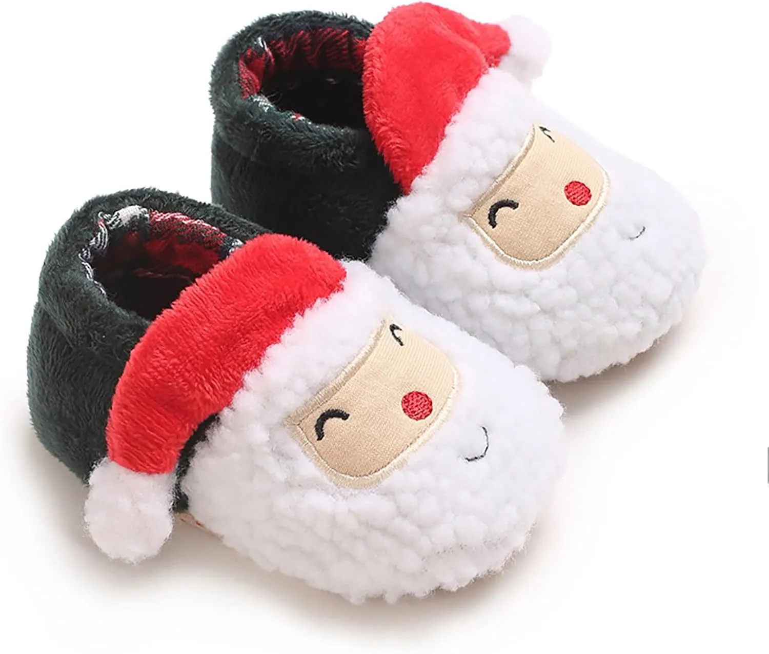 Infant Baby Christmas Santa Shoes Boys Girls Soft Sole Cloth Indoor Casual Sneaker Newborn Xmas Plush Non Slip Shoe
