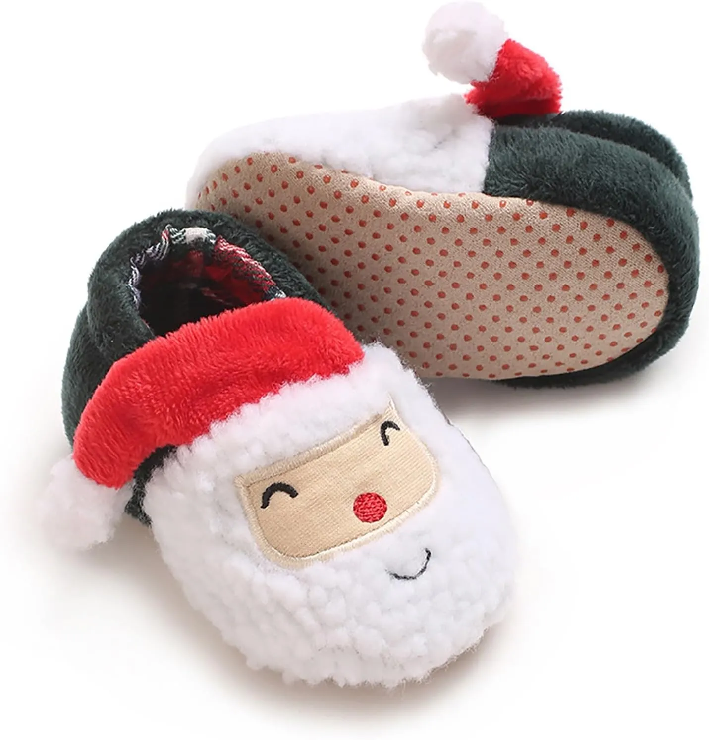 Infant Baby Christmas Santa Shoes Boys Girls Soft Sole Cloth Indoor Casual Sneaker Newborn Xmas Plush Non Slip Shoe