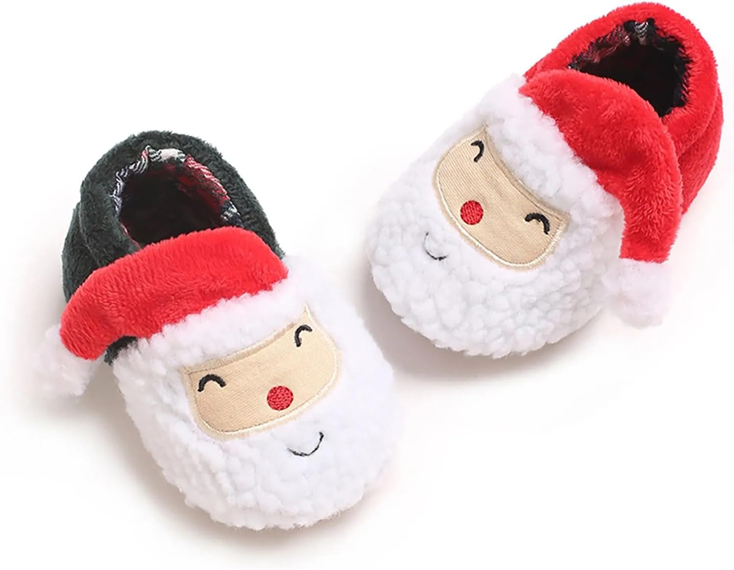 Infant Baby Christmas Santa Shoes Boys Girls Soft Sole Cloth Indoor Casual Sneaker Newborn Xmas Plush Non Slip Shoe