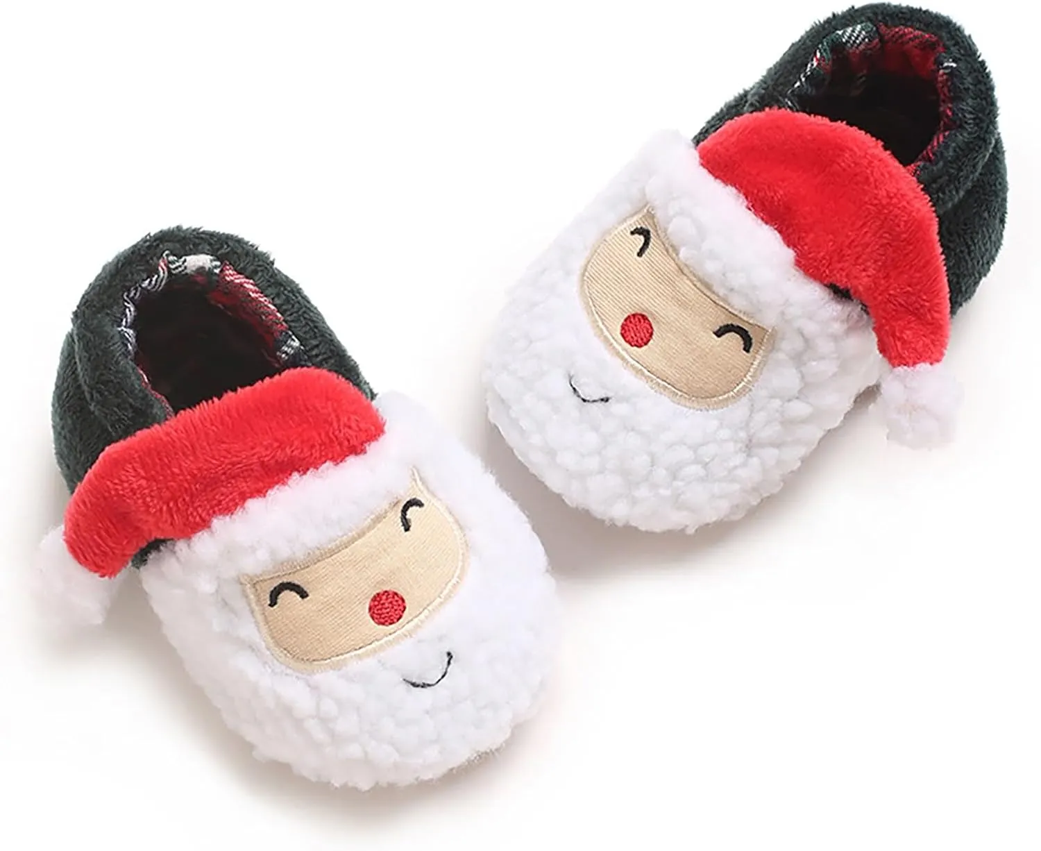 Infant Baby Christmas Santa Shoes Boys Girls Soft Sole Cloth Indoor Casual Sneaker Newborn Xmas Plush Non Slip Shoe