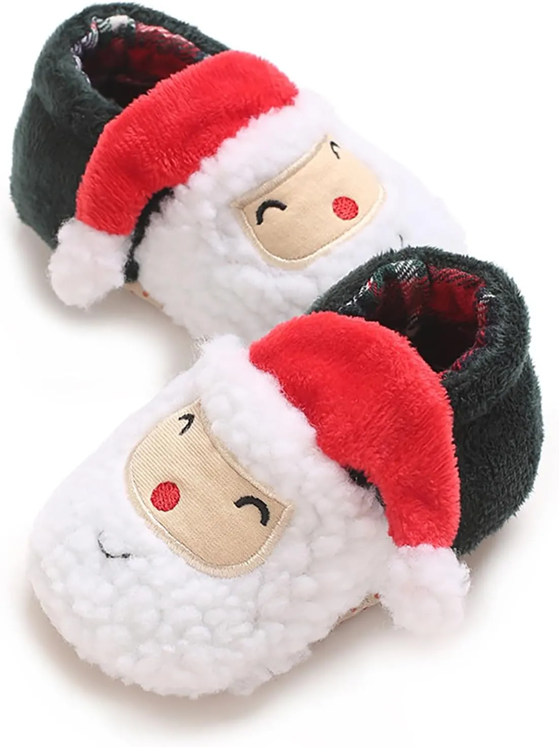Infant Baby Christmas Santa Shoes Boys Girls Soft Sole Cloth Indoor Casual Sneaker Newborn Xmas Plush Non Slip Shoe