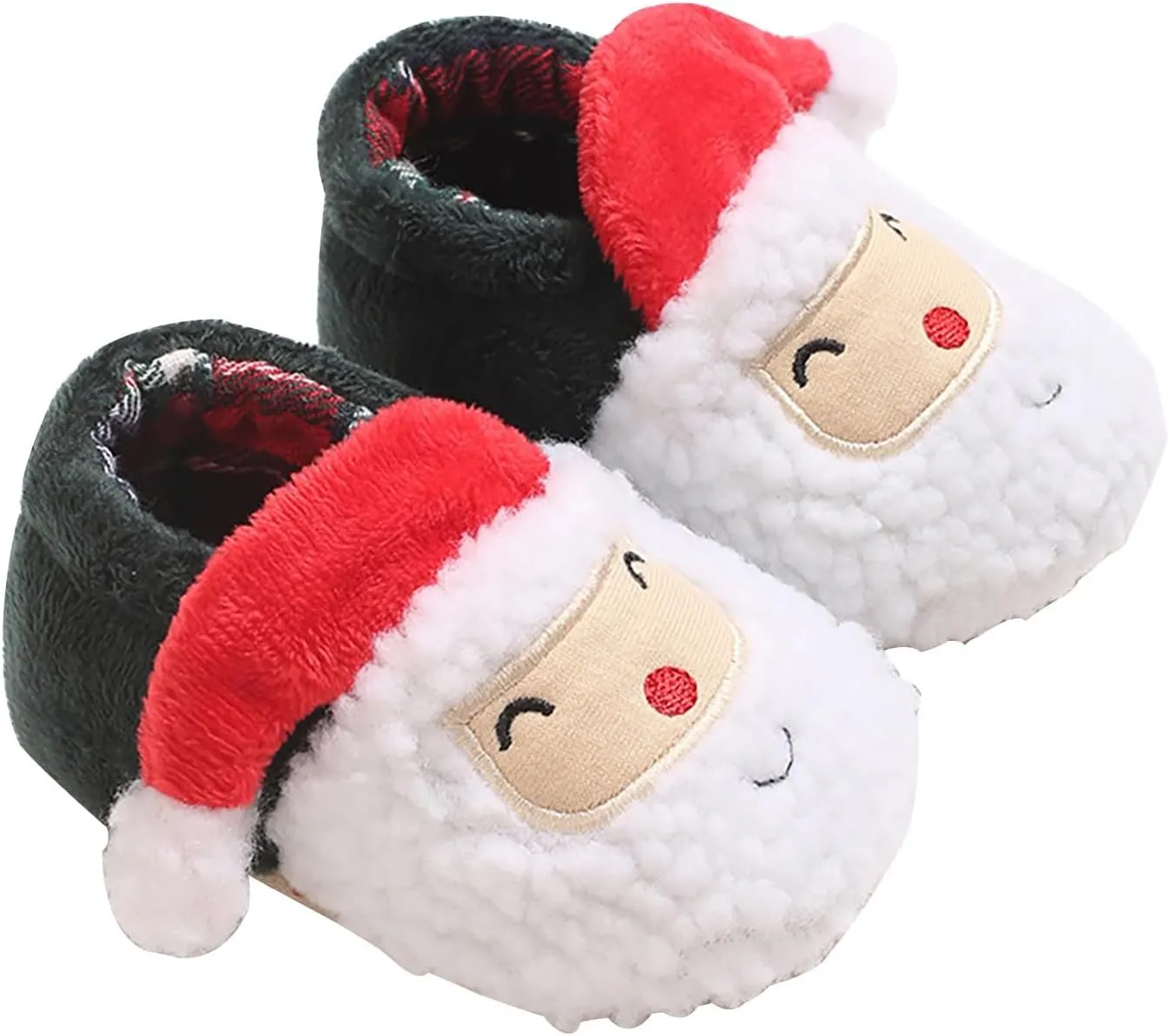 Infant Baby Christmas Santa Shoes Boys Girls Soft Sole Cloth Indoor Casual Sneaker Newborn Xmas Plush Non Slip Shoe