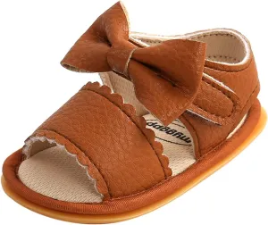 Infant Baby Girls Boys Sandals Summer Bowknot Crib Shoes Toddler Pu Leather Flower Dress Flat First Toddler Indoor Shoe