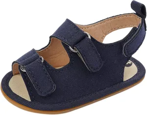 Infant Baby Girls Boys Soft Summer Sandals Casual Shoe Anti Slip Rubber Sole Outdoor Flats Toddler First Walker Shoes (Blue-02#e, 0-6 Months)