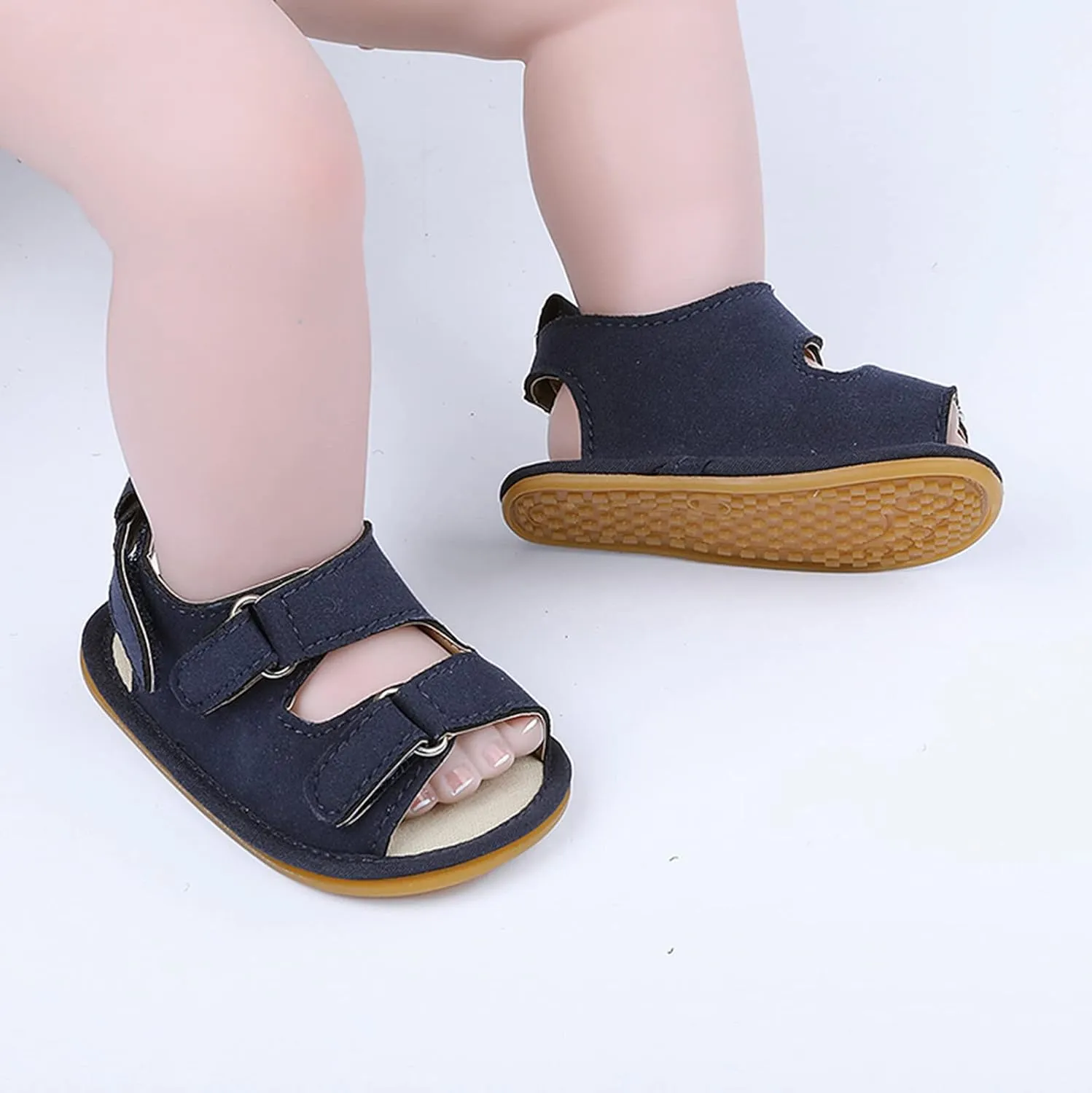 Infant Baby Girls Boys Soft Summer Sandals Casual Shoe Anti Slip Rubber Sole Outdoor Flats Toddler First Walker Shoes (Blue-02#e, 0-6 Months)