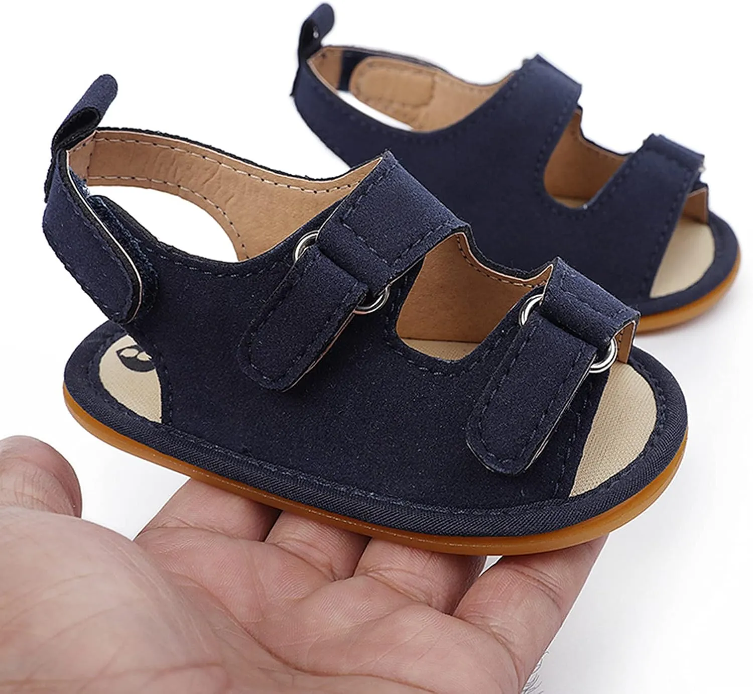 Infant Baby Girls Boys Soft Summer Sandals Casual Shoe Anti Slip Rubber Sole Outdoor Flats Toddler First Walker Shoes (Blue-02#e, 0-6 Months)