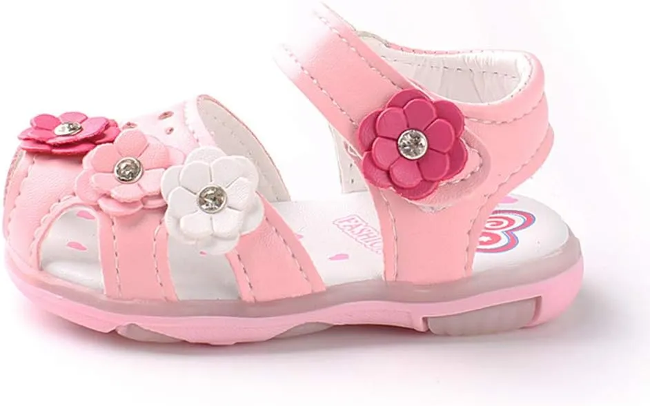 Infant Baby Girls Summer LED Luminous Sandals Wedding Flats Shoes Newborn Toddler Soft Non-Slip Sole Crib Shoes (Pink-06#A, 6-9Months)