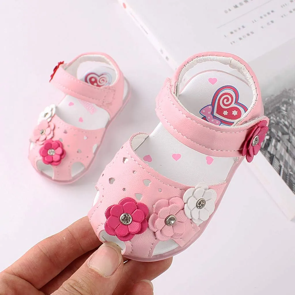 Infant Baby Girls Summer LED Luminous Sandals Wedding Flats Shoes Newborn Toddler Soft Non-Slip Sole Crib Shoes (Pink-06#A, 6-9Months)