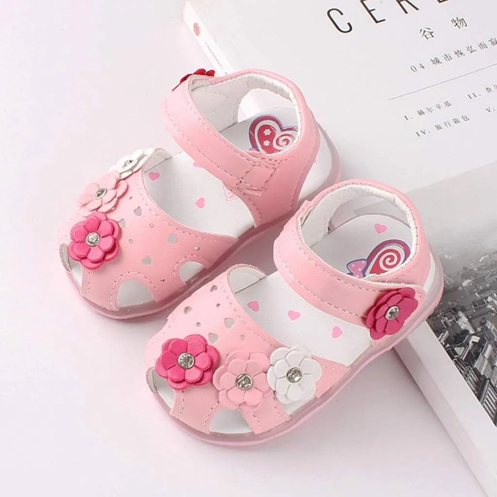 Infant Baby Girls Summer LED Luminous Sandals Wedding Flats Shoes Newborn Toddler Soft Non-Slip Sole Crib Shoes (Pink-06#A, 6-9Months)