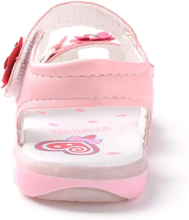 Infant Baby Girls Summer LED Luminous Sandals Wedding Flats Shoes Newborn Toddler Soft Non-Slip Sole Crib Shoes (Pink-06#A, 6-9Months)