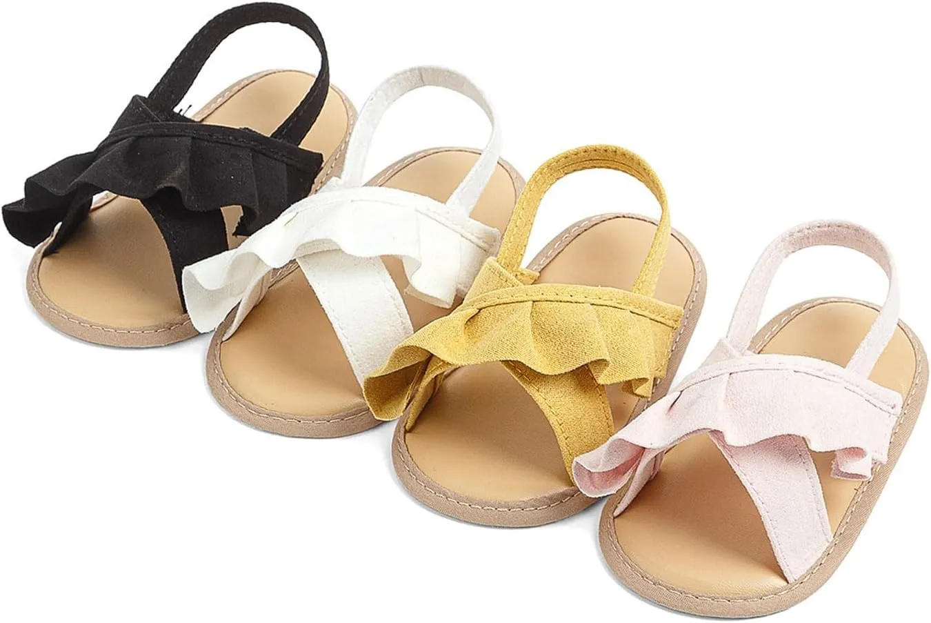 Infant Baby Girls Summer Sandals with Flower Soft Sole Newborn Toddler First Dress Shoes