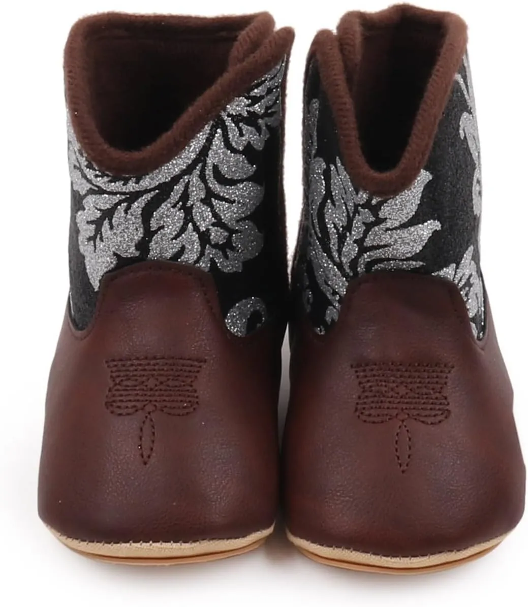 Infant Baby Girls Western Cowboy Boots Leather Embroidery Wide Toe Soft Sole Non Slip Flat Shoes Girls Boots Toddler 9