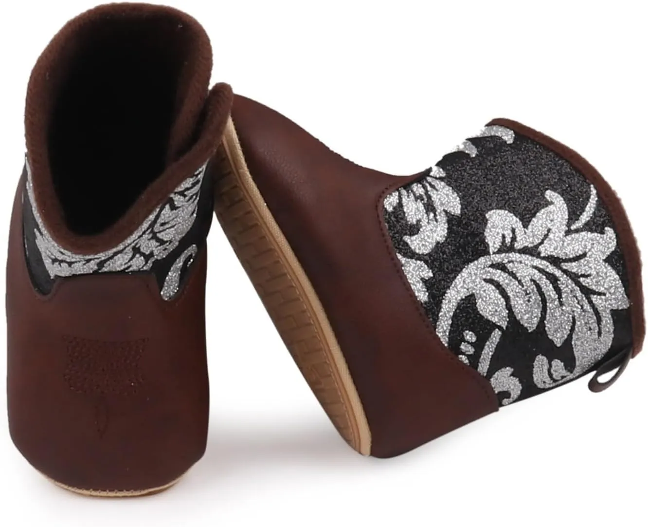 Infant Baby Girls Western Cowboy Boots Leather Embroidery Wide Toe Soft Sole Non Slip Flat Shoes Girls Boots Toddler 9