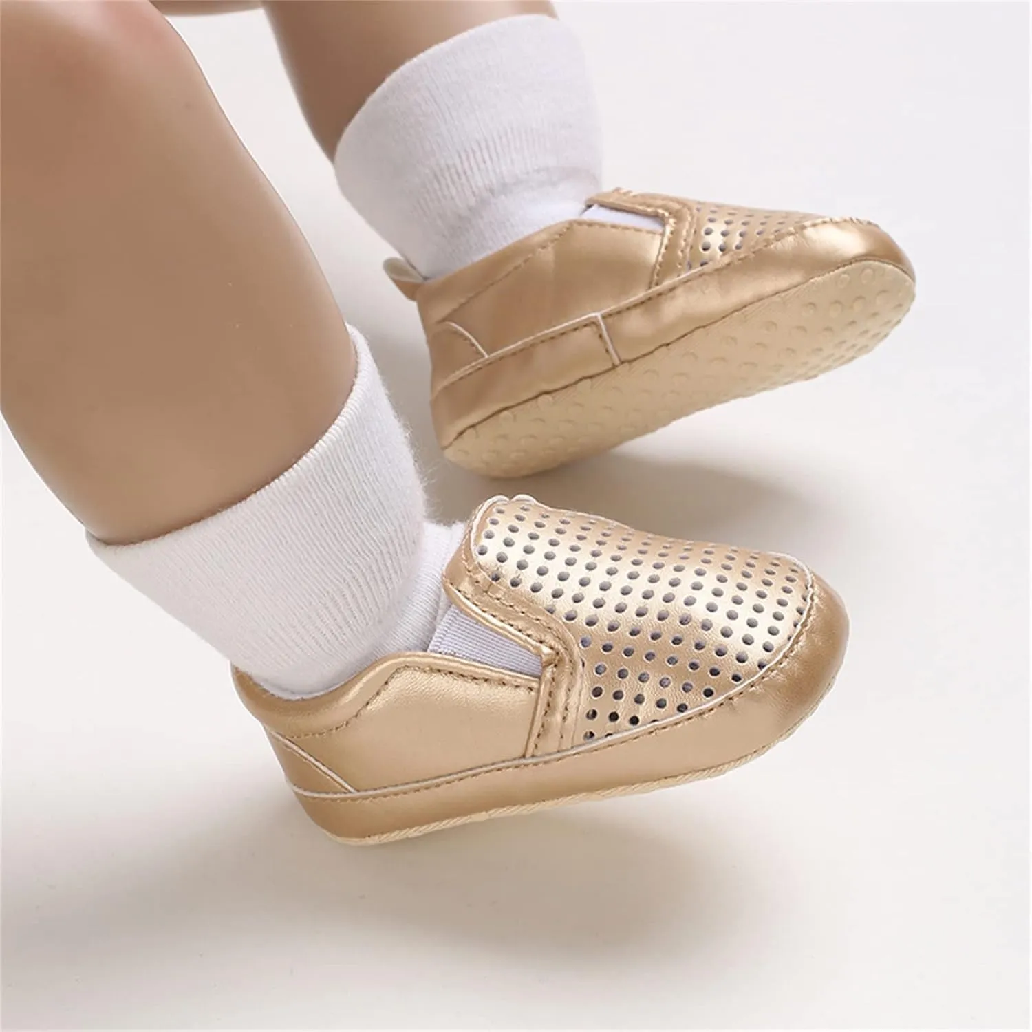 Infant Baby Mesh Hollow Leather First Walking Shoes Toddler Soft Sole Slip On Solid Color Platform Casual Sneakers