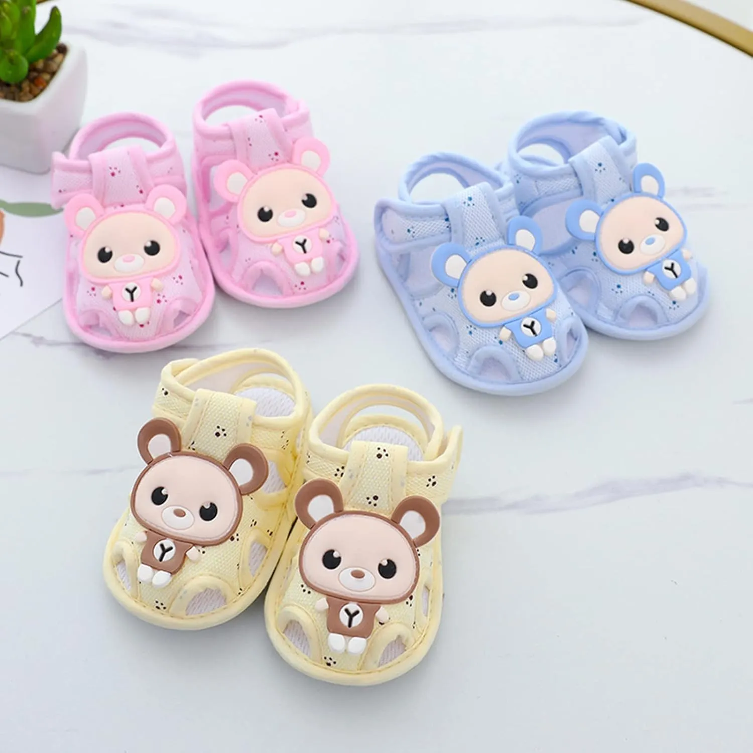 Infant Boys Adorable First Walking Sandal Cartoon Beer Closed Toe Anti Slip Soft Sole Lightweight Breathable Shoes