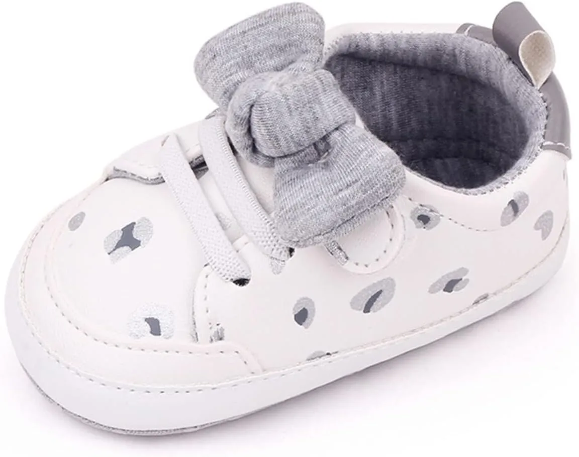 Infant Boys Baby Newborn Sneakers Girls Cute Bow PU Leather Lace Up Walking Shoes Flat Shoes Toddler High Tops