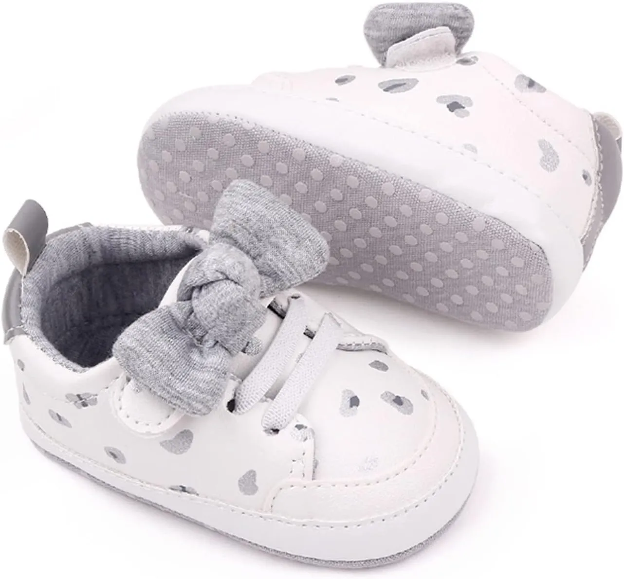 Infant Boys Baby Newborn Sneakers Girls Cute Bow PU Leather Lace Up Walking Shoes Flat Shoes Toddler High Tops