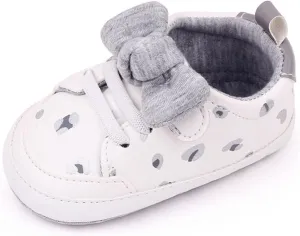 Infant Boys Baby Newborn Sneakers Girls Cute Bow PU Leather Lace Up Walking Shoes Flat Shoes Toddler High Tops