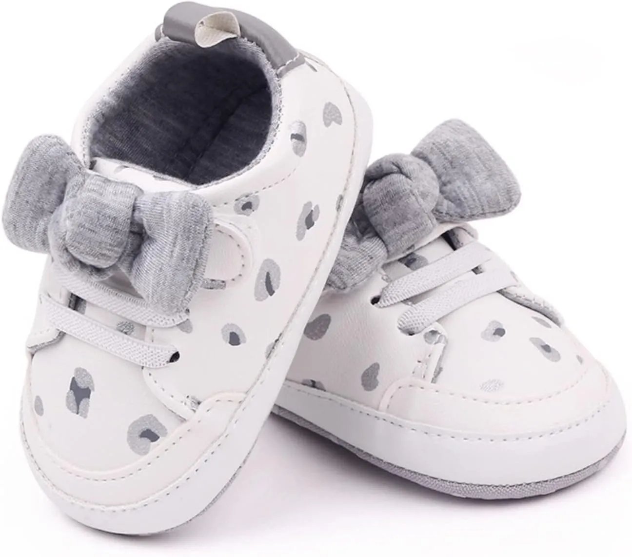 Infant Boys Baby Newborn Sneakers Girls Cute Bow PU Leather Lace Up Walking Shoes Flat Shoes Toddler High Tops