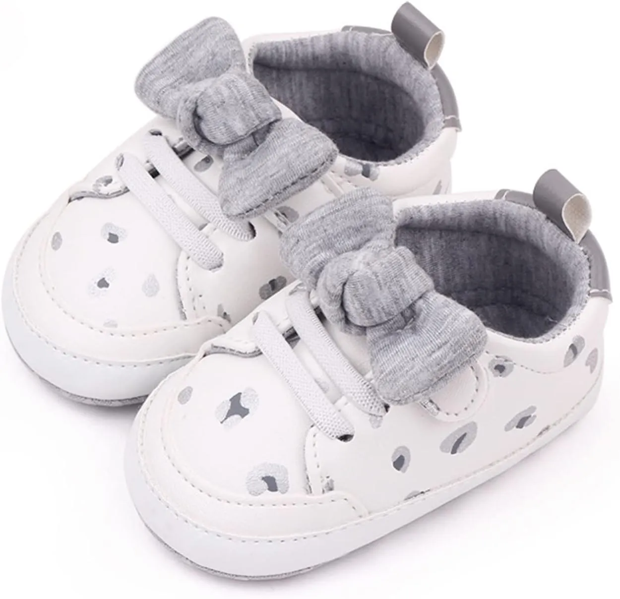 Infant Boys Baby Newborn Sneakers Girls Cute Bow PU Leather Lace Up Walking Shoes Flat Shoes Toddler High Tops