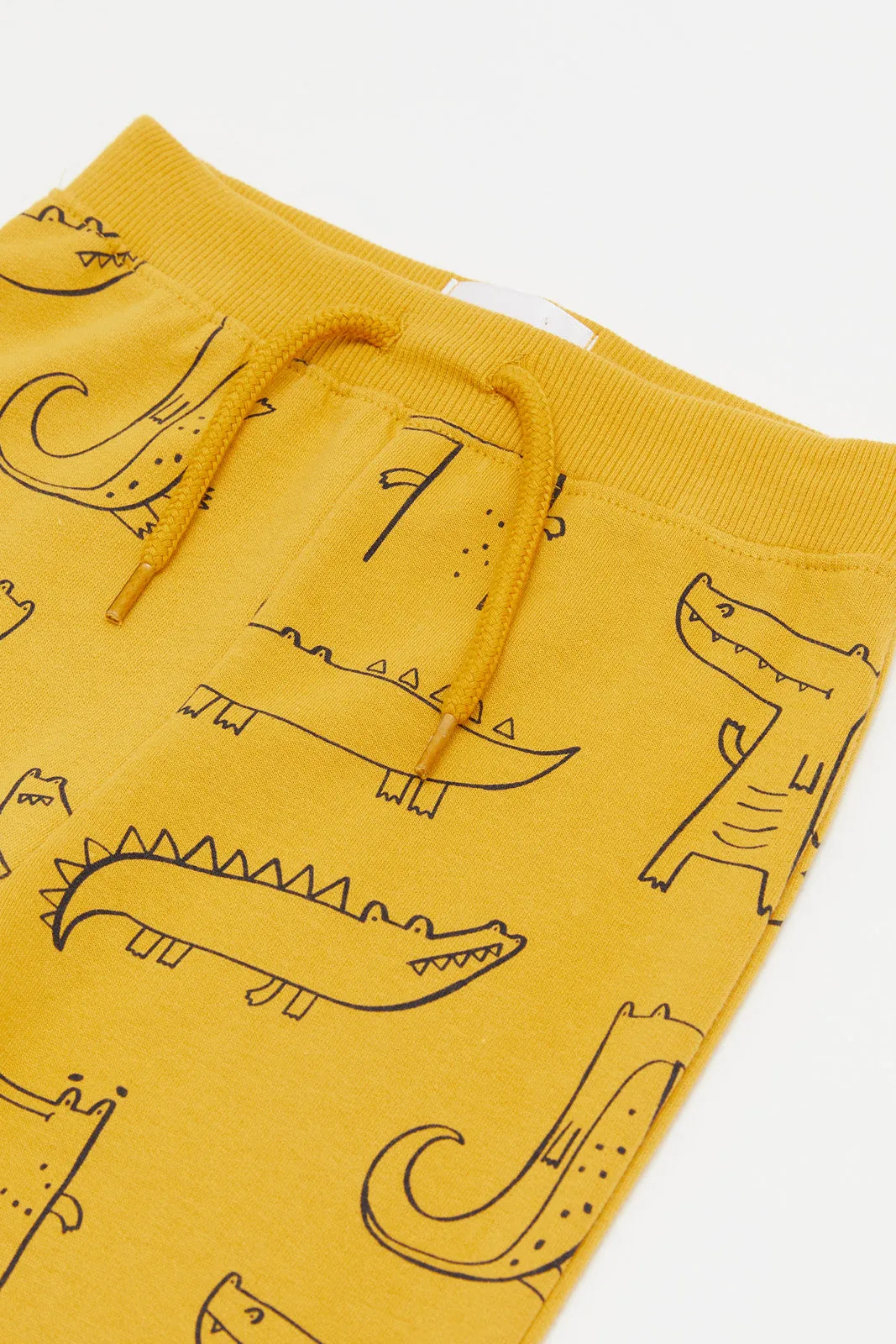 Infant Boys Dino Mustard Printed Active Pants