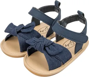 Infant Girls Open Toe Bowknot Shoes First Walkers Shoes Summer Toddler Flat Sandals Kids Jelly Sandals