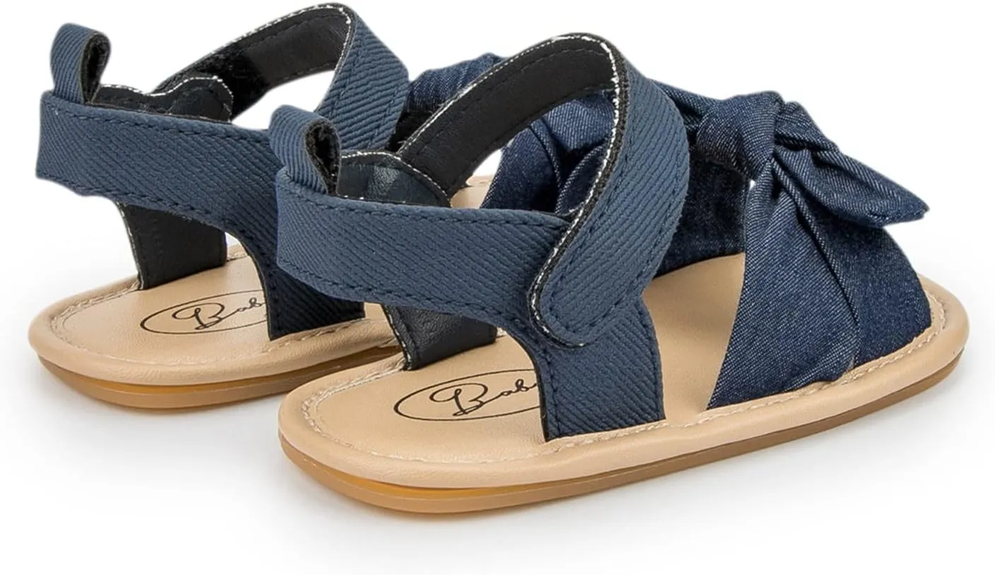 Infant Girls Open Toe Bowknot Shoes First Walkers Shoes Summer Toddler Flat Sandals Kids Jelly Sandals
